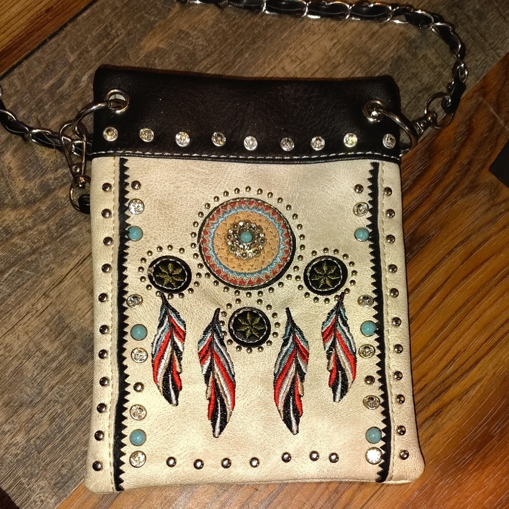Embroidered Black and Cream Women's Bag